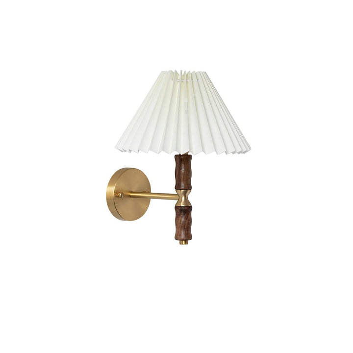 Plisserad Valnöt Vägglampa