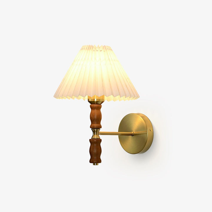 Plisserad Valnöt Vägglampa