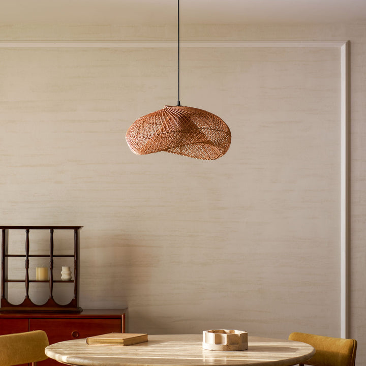 Rattan Wave Pendellampa