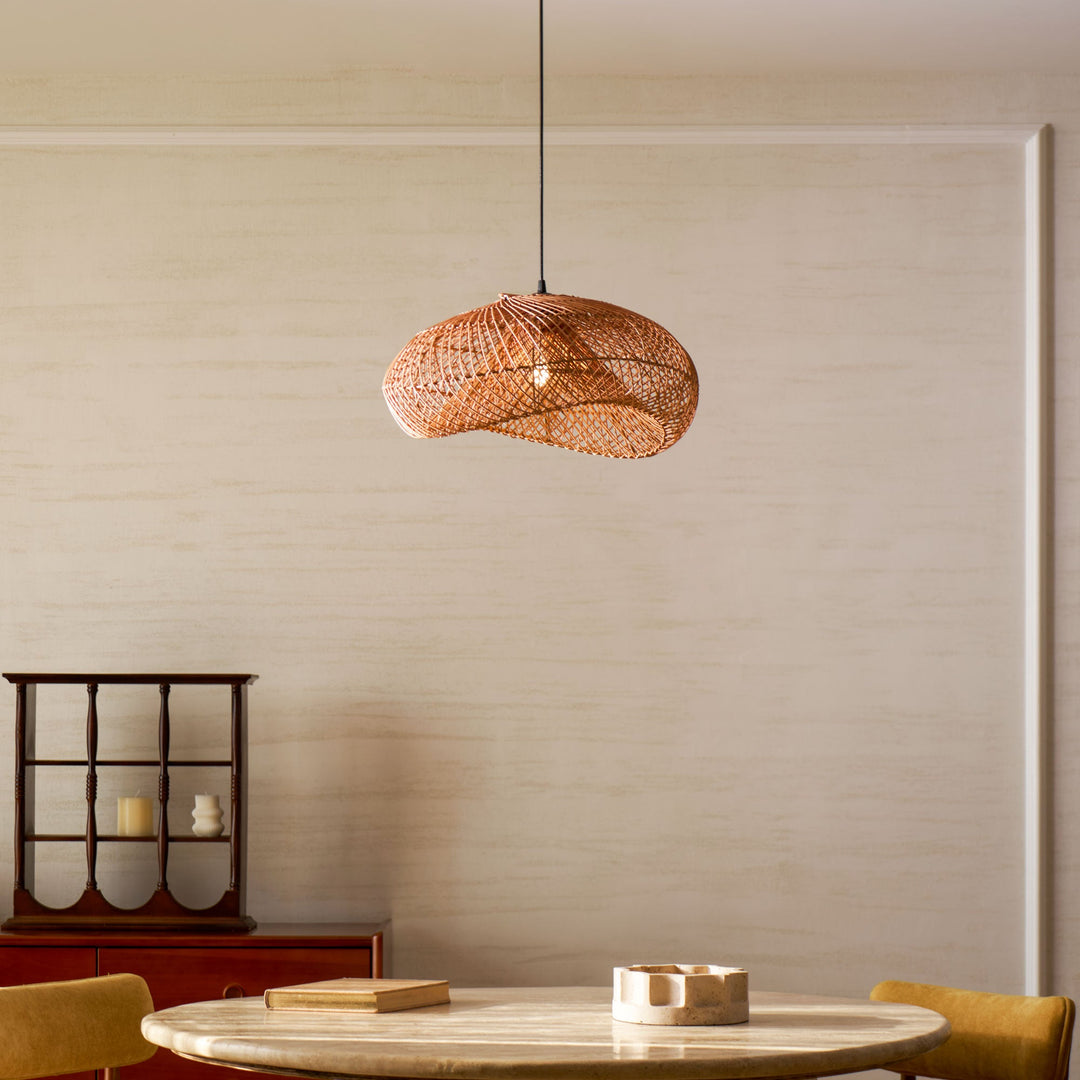 Rattan Wave Pendellampa