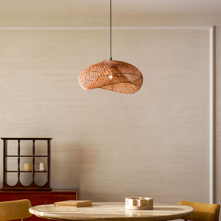 Rattan Wave Pendellampa