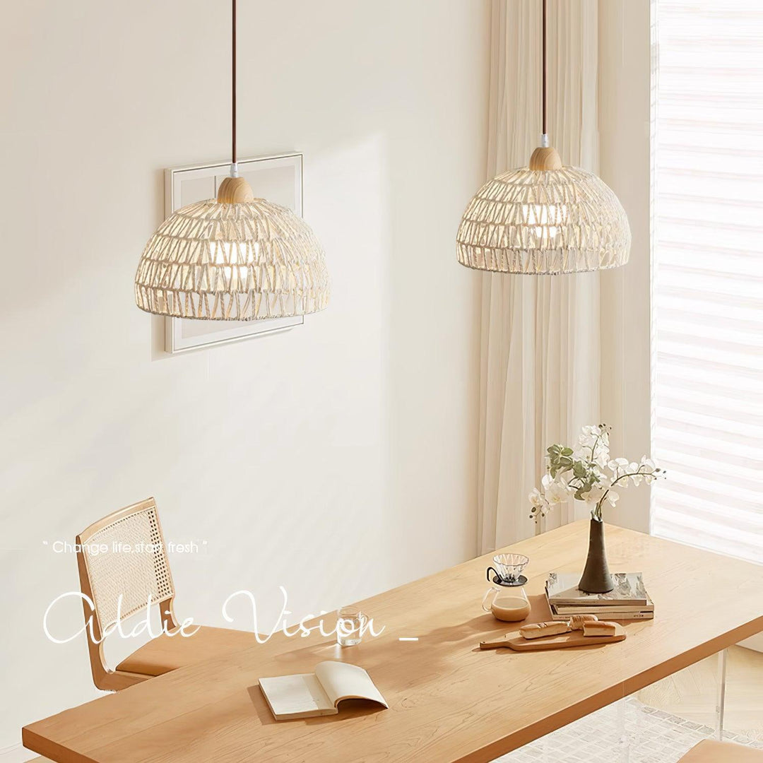 Rattan Båge Pendellampa
