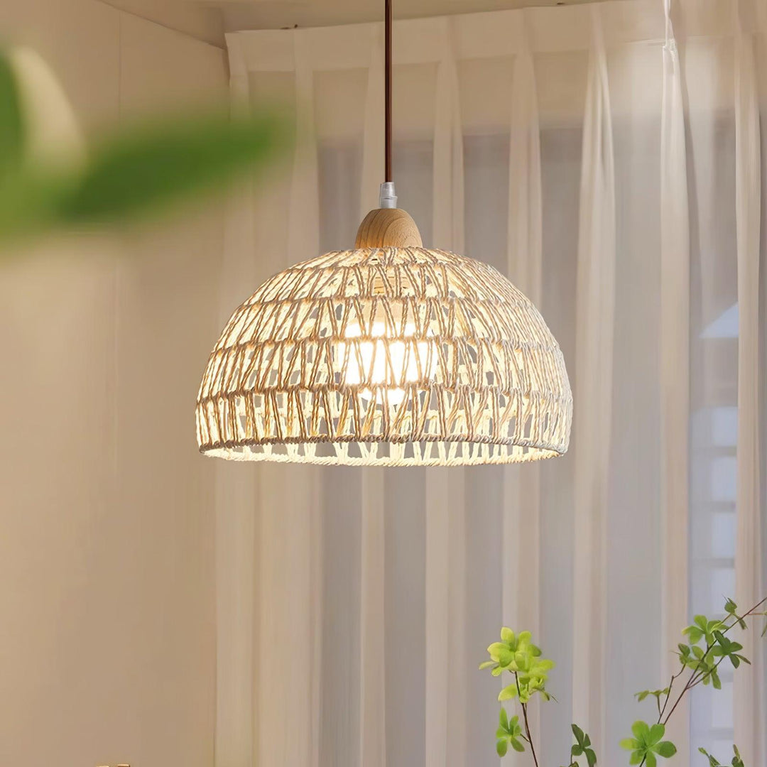 Rattan Båge Pendellampa