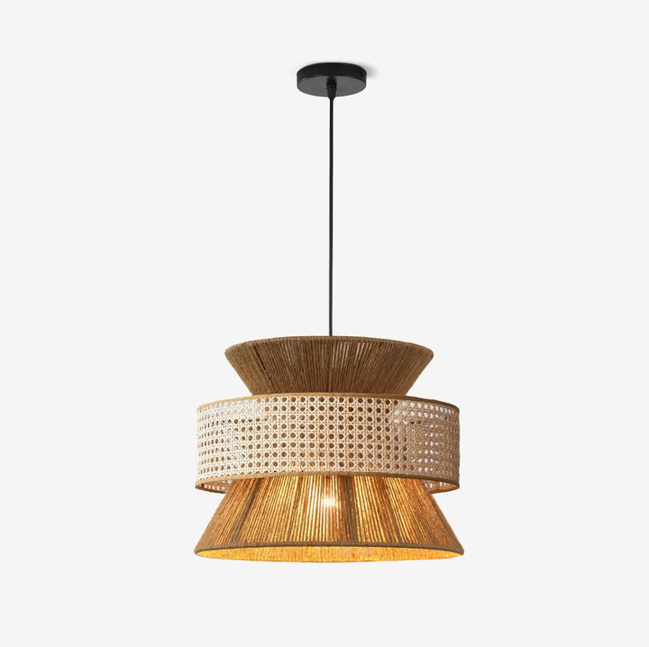 Rattan Bamboo Pendellampa
