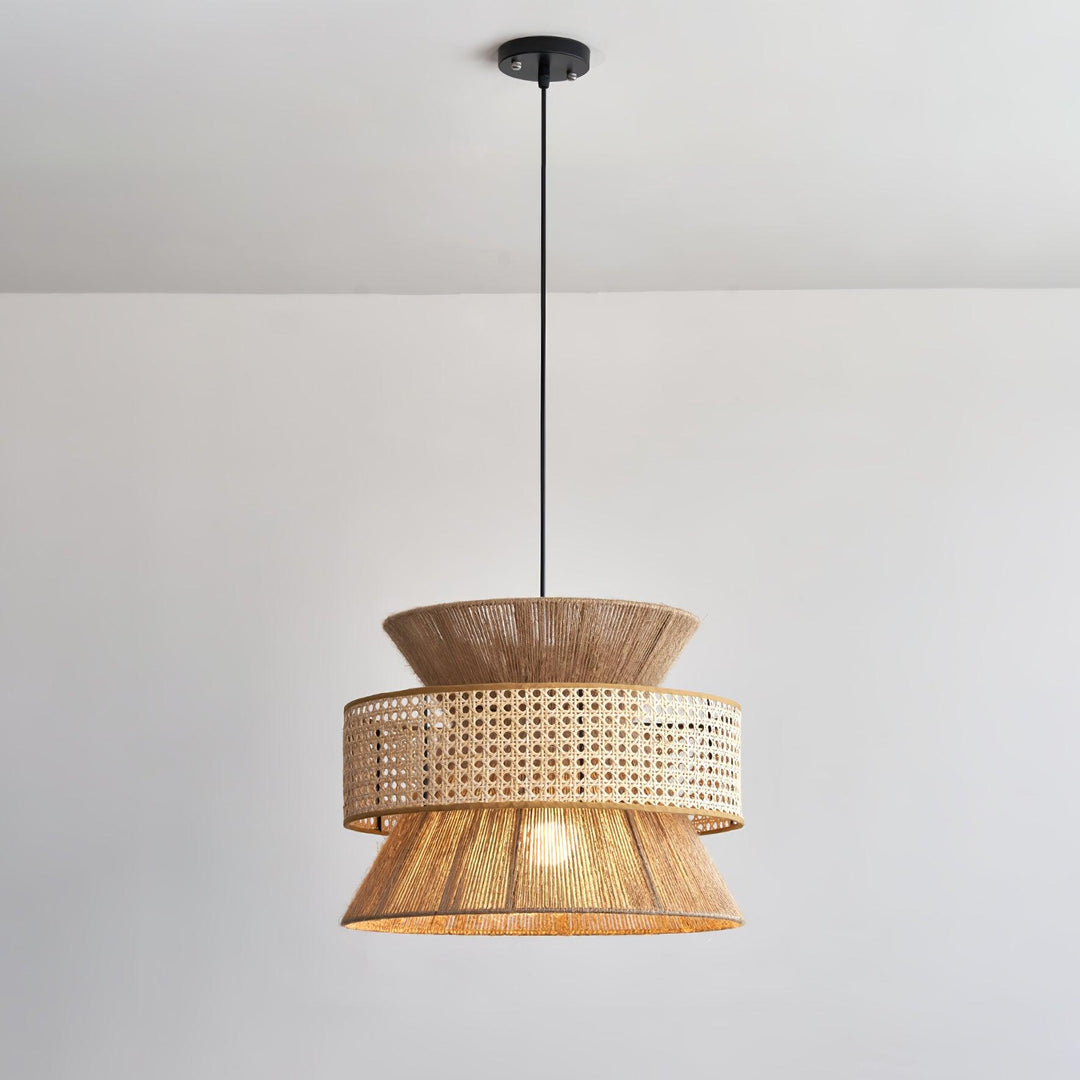 Rattan Bamboo Pendellampa