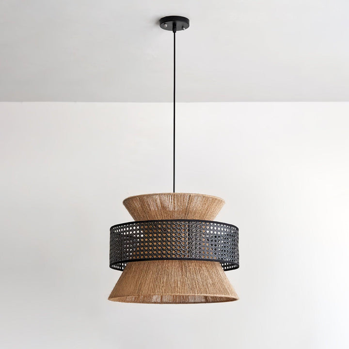 Rattan Bamboo Pendellampa