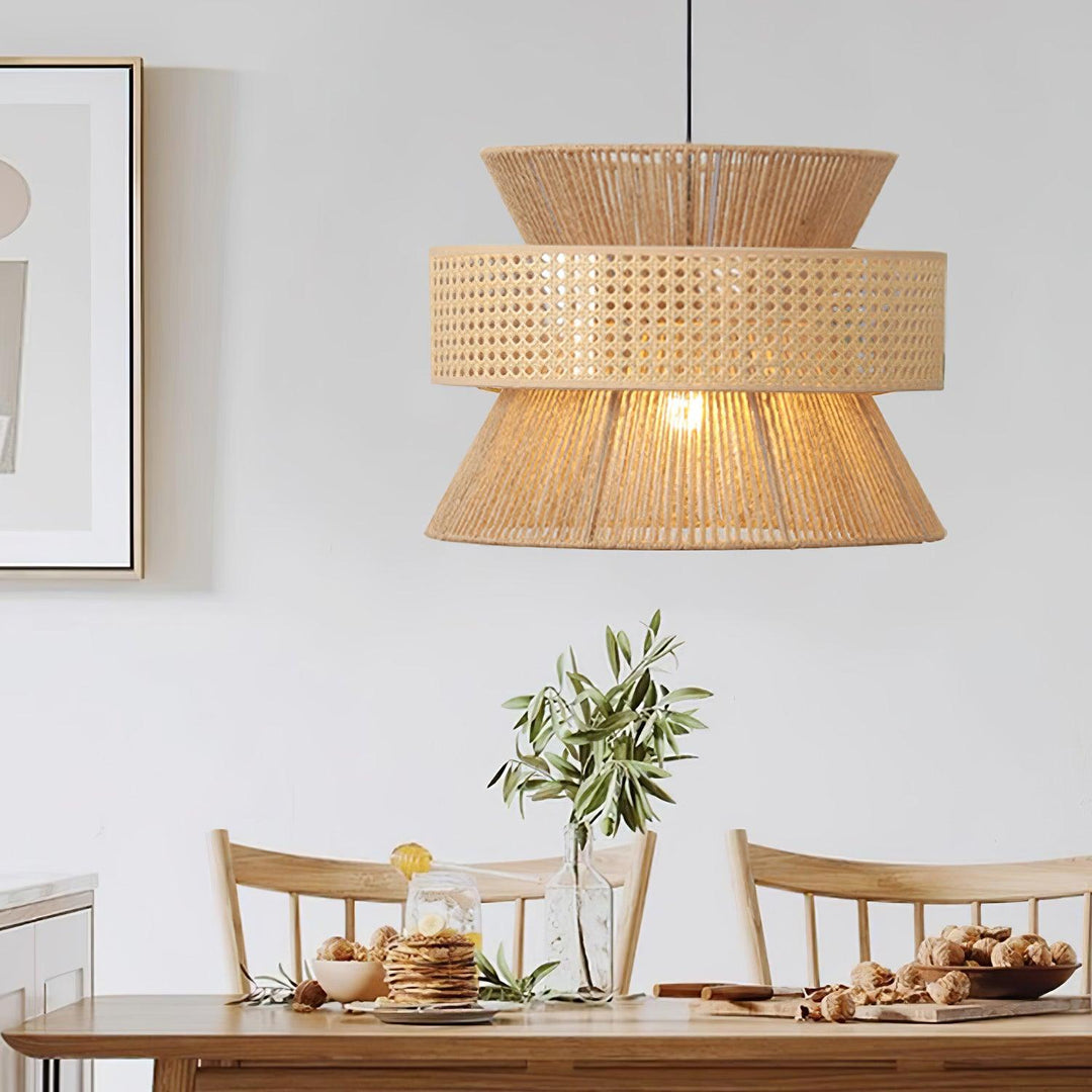 Rattan Bamboo Pendellampa