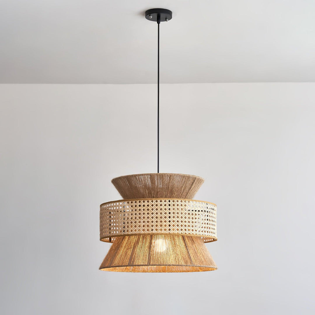 Rattan Bamboo Pendellampa