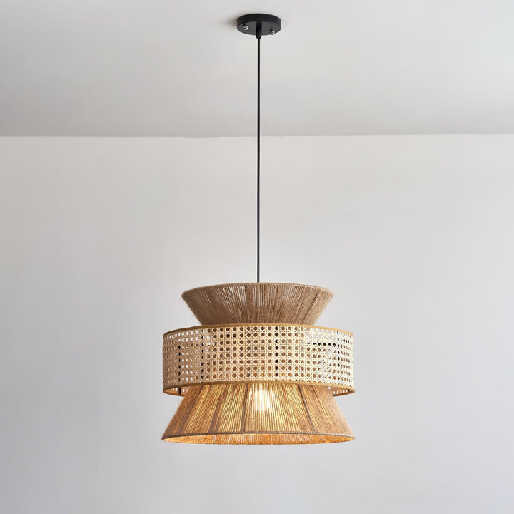 Rattan Bamboo Pendellampa