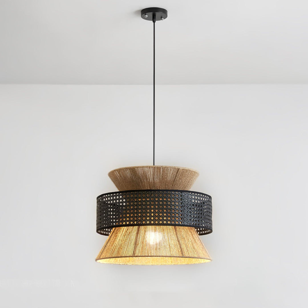 Rattan Bamboo Pendellampa