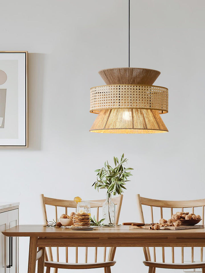 Rattan Bamboo Pendellampa