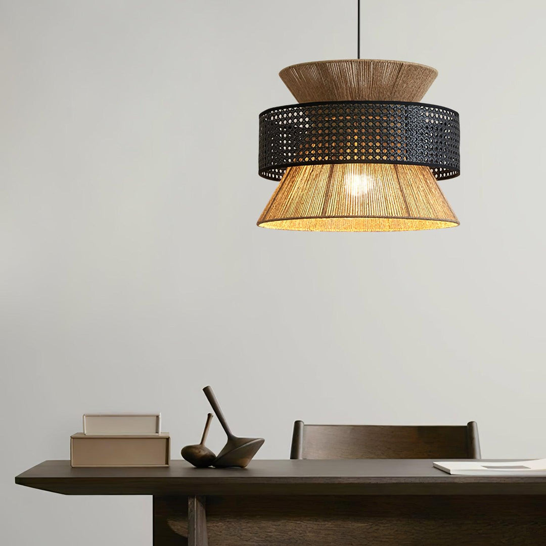 Rattan Bamboo Pendellampa