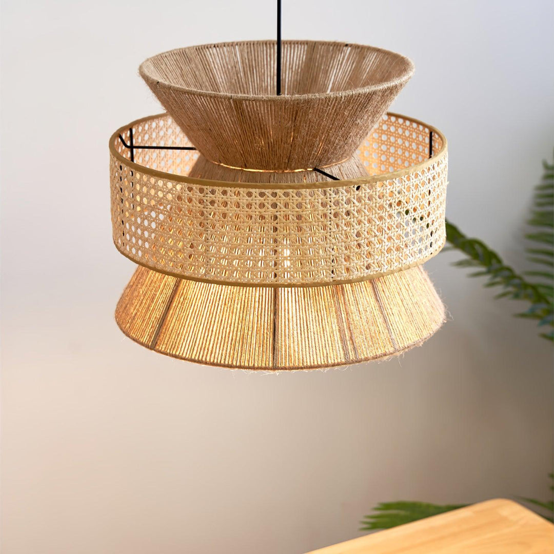 Rattan Bamboo Pendellampa