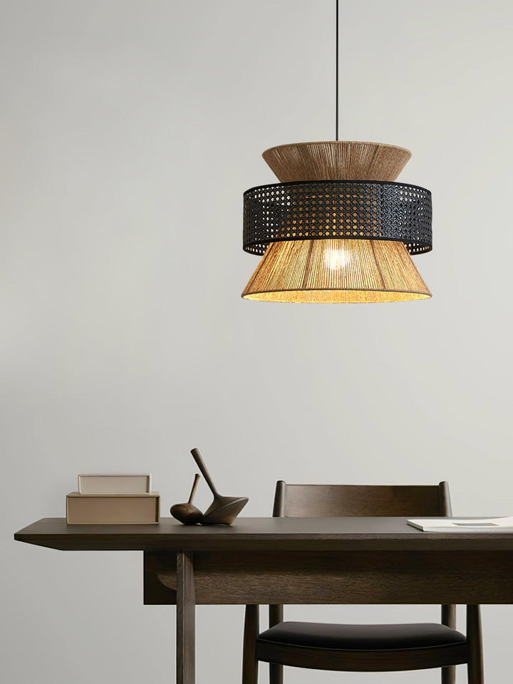 Rattan Bamboo Pendellampa