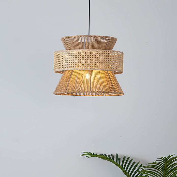 Rattan Bamboo Pendellampa