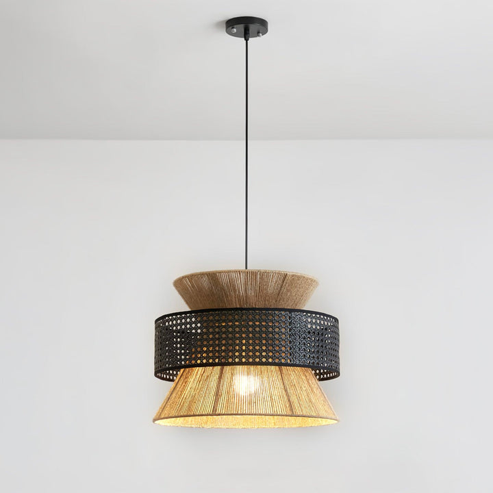 Rattan Bamboo Pendellampa