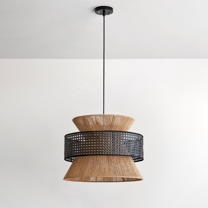 Rattan Bamboo Pendellampa