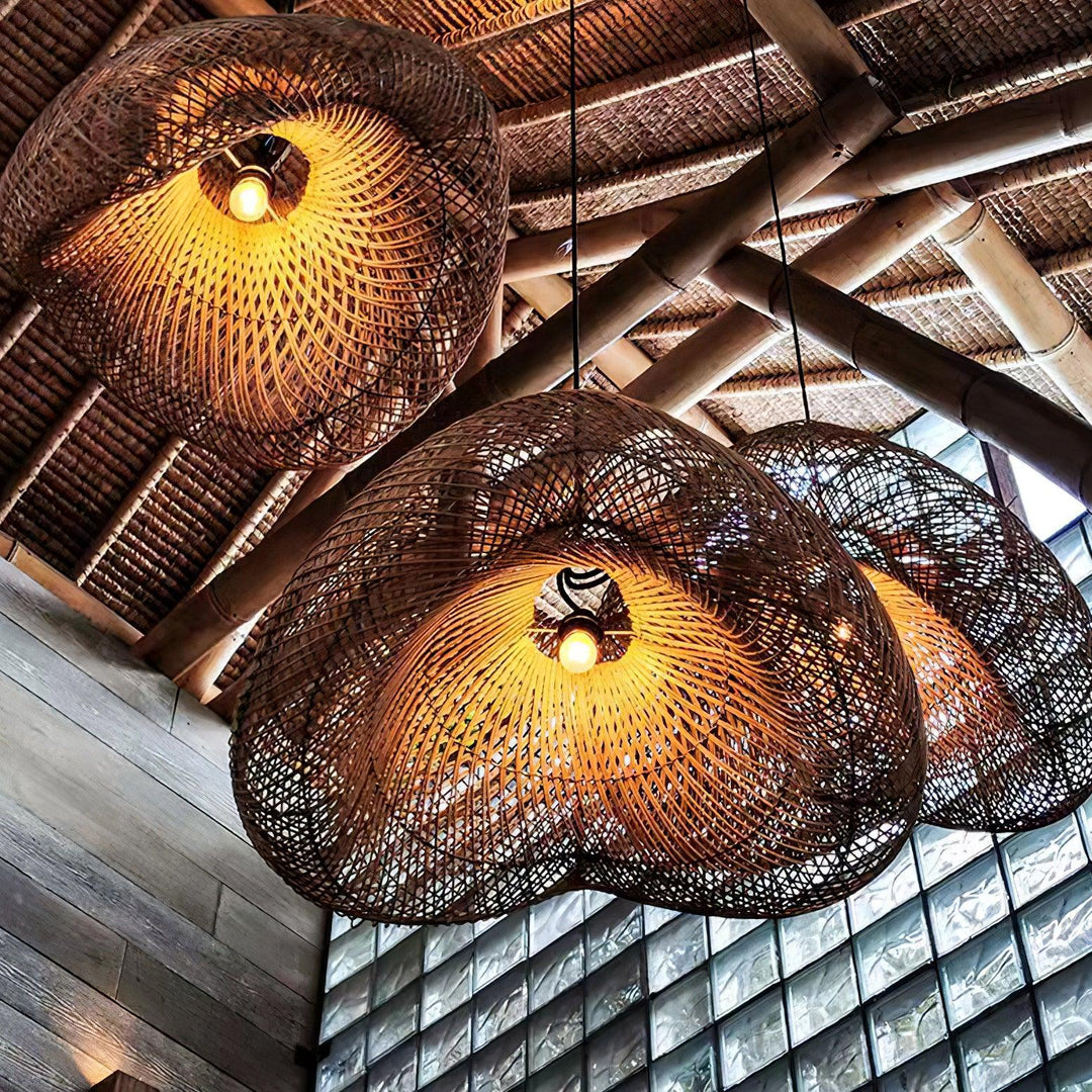 Rattan Wave Pendellampa