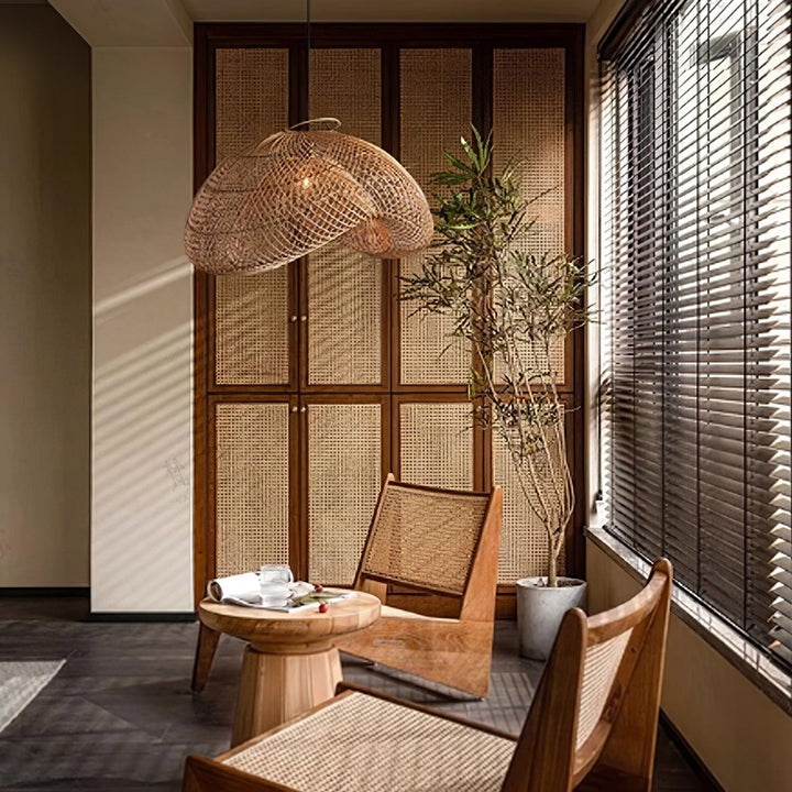 Rattan Wave Pendellampa