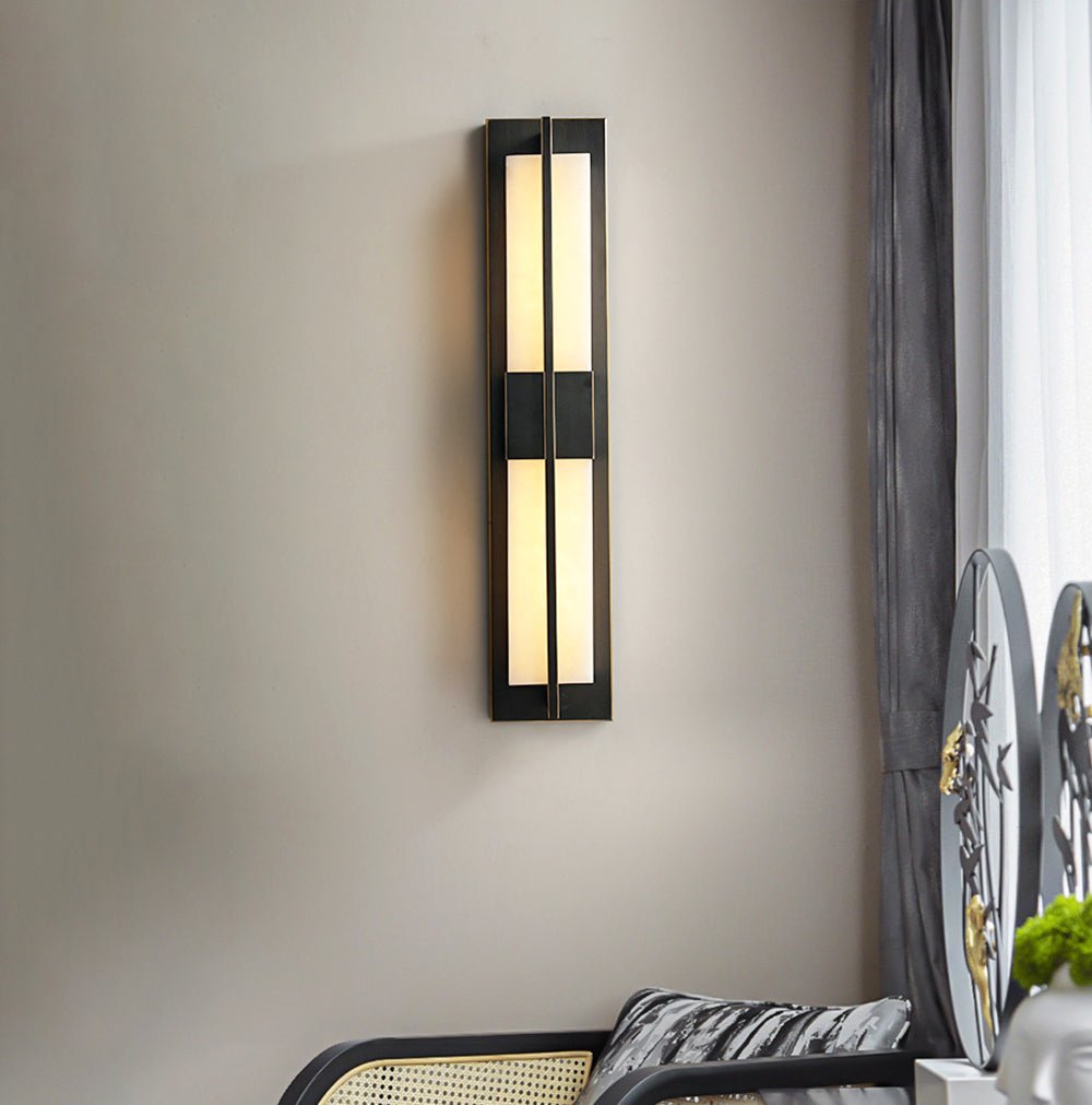 Rektangulär Alabaster Messing Vägglampa