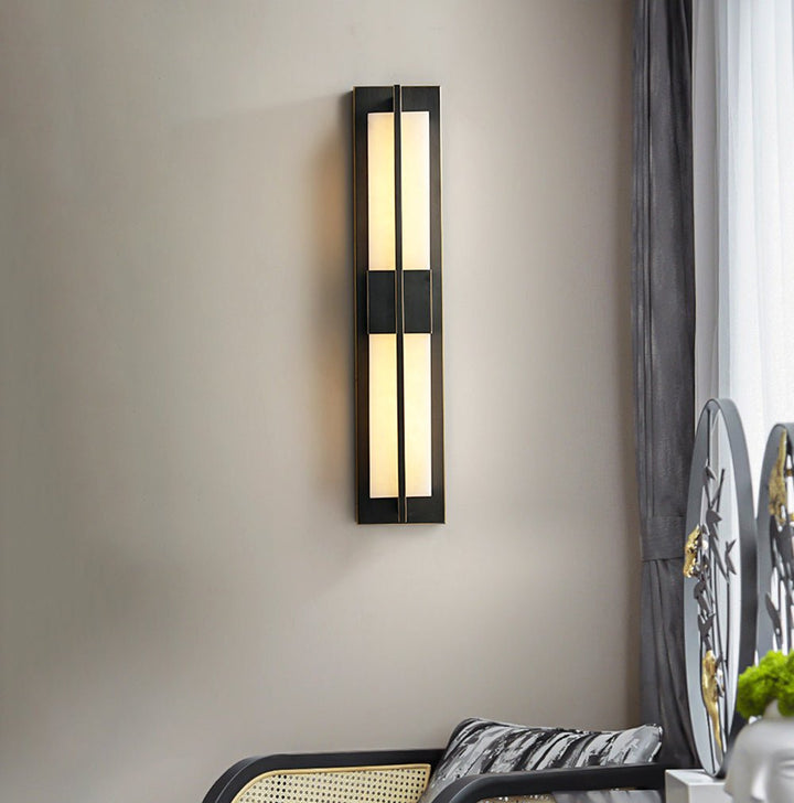 Rektangulär Alabaster Messing Vägglampa