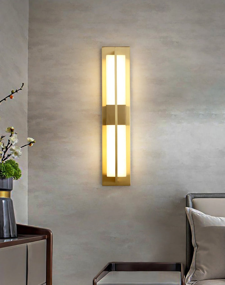 Rektangulär Alabaster Messing Vägglampa