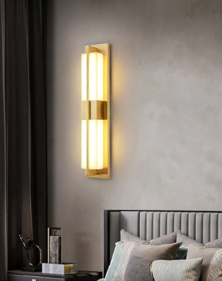 Rektangulär Alabaster Messing Vägglampa