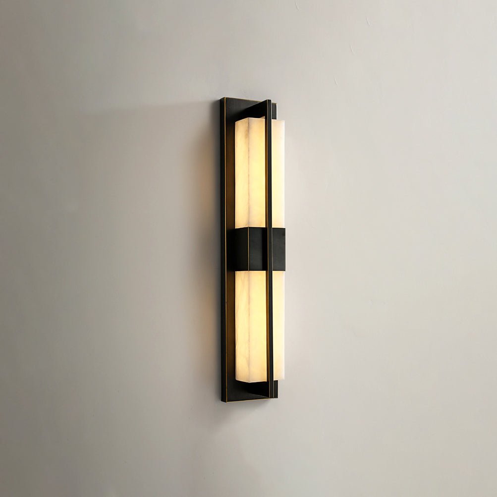 Rektangulär Alabaster Messing Vägglampa