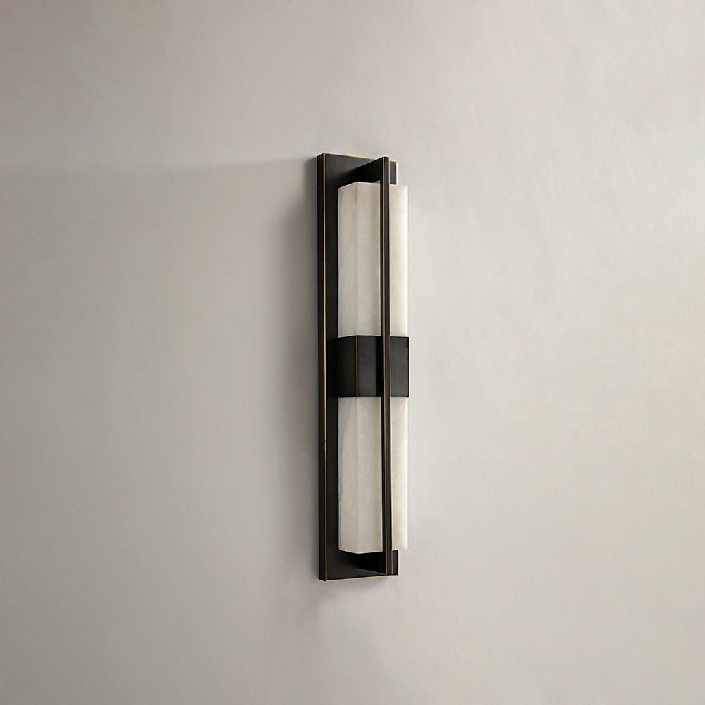 Rektangulär Alabaster Messing Vägglampa