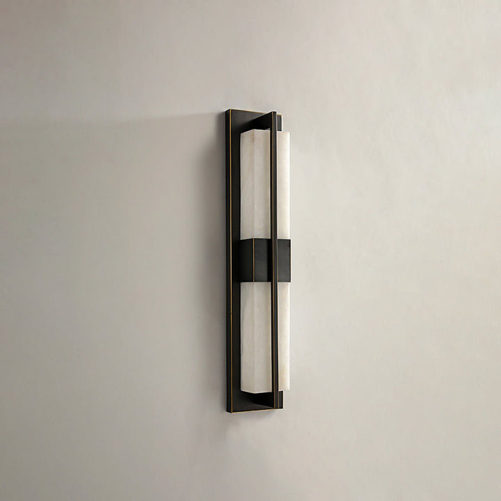 Rektangulär Alabaster Messing Vägglampa