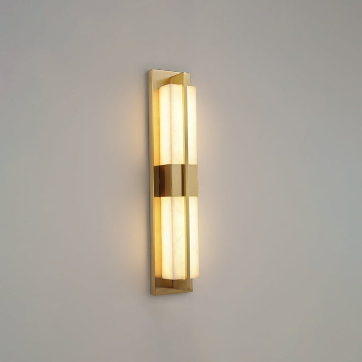 Rektangulär Alabaster Messing Vägglampa