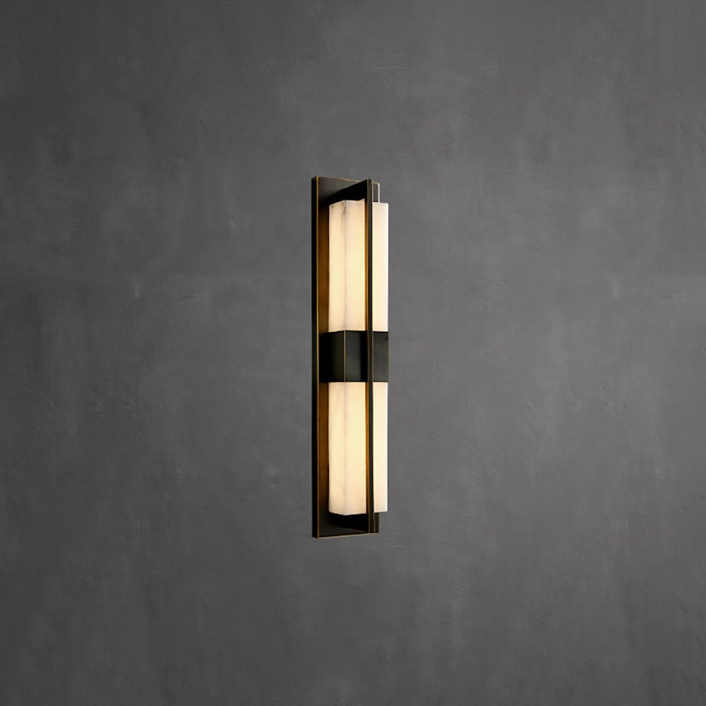 Rektangulär Alabaster Messing Vägglampa