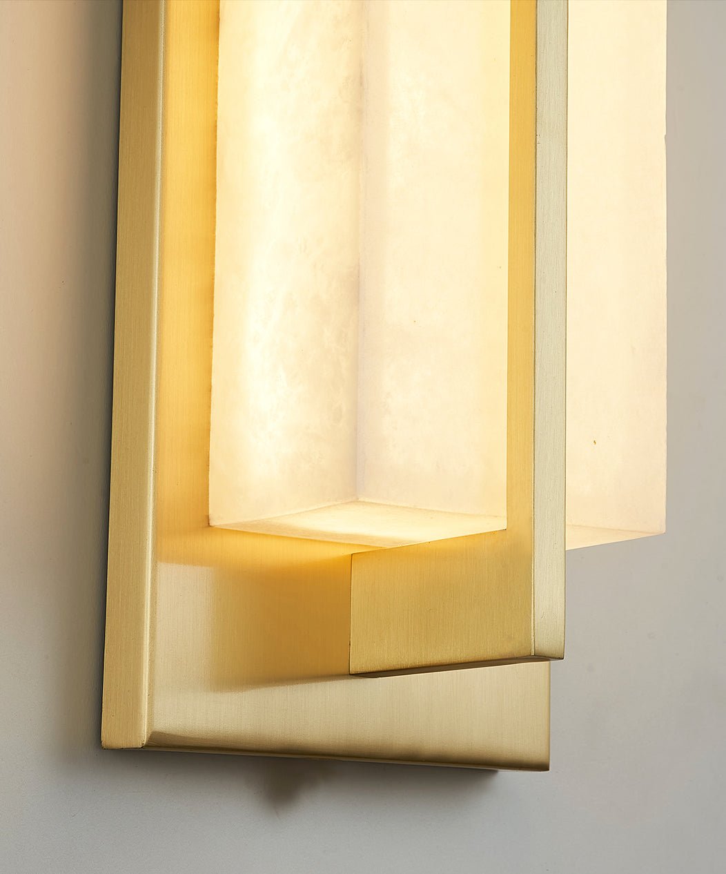 Rektangulär Alabaster Messing Vägglampa