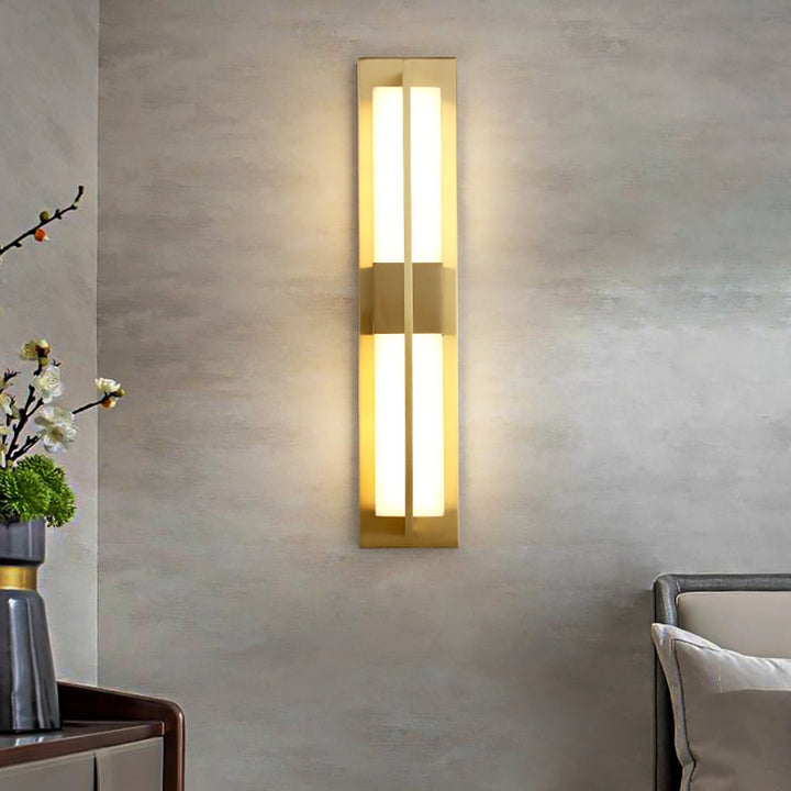 Rektangulär Alabaster Messing Vägglampa