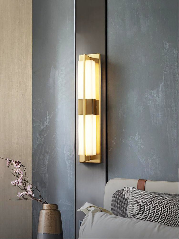 Rektangulär Alabaster Messing Vägglampa