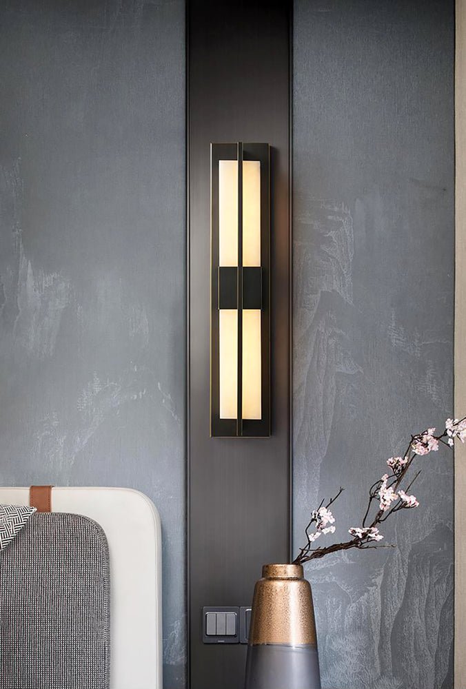 Rektangulär Alabaster Messing Vägglampa