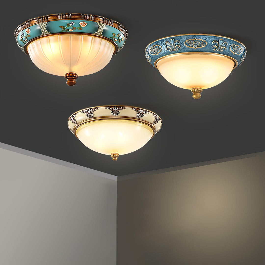 Retro Blomster Harpiks Inbyggd Taklampa