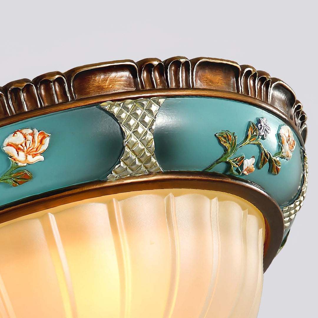 Retro Blomster Harpiks Inbyggd Taklampa