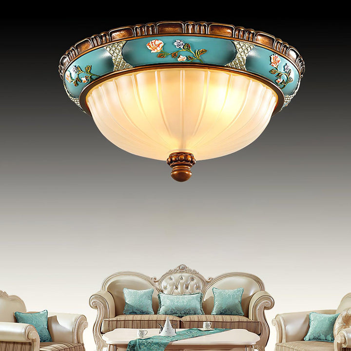 Retro Blomster Harpiks Inbyggd Taklampa