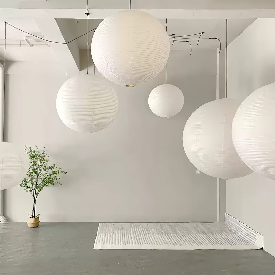 Japansk Papperspendant Swag Lampa (svart sladd)