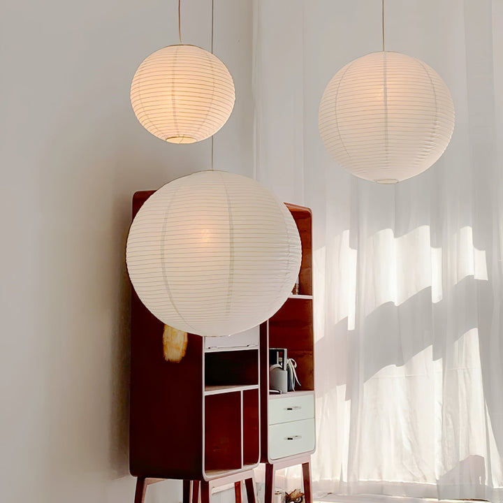 Japansk Papperspendant Swag Lampa (svart sladd)