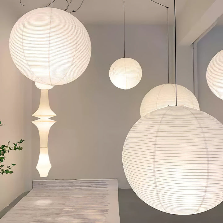 Japansk Papperspendant Swag Lampa (svart sladd)
