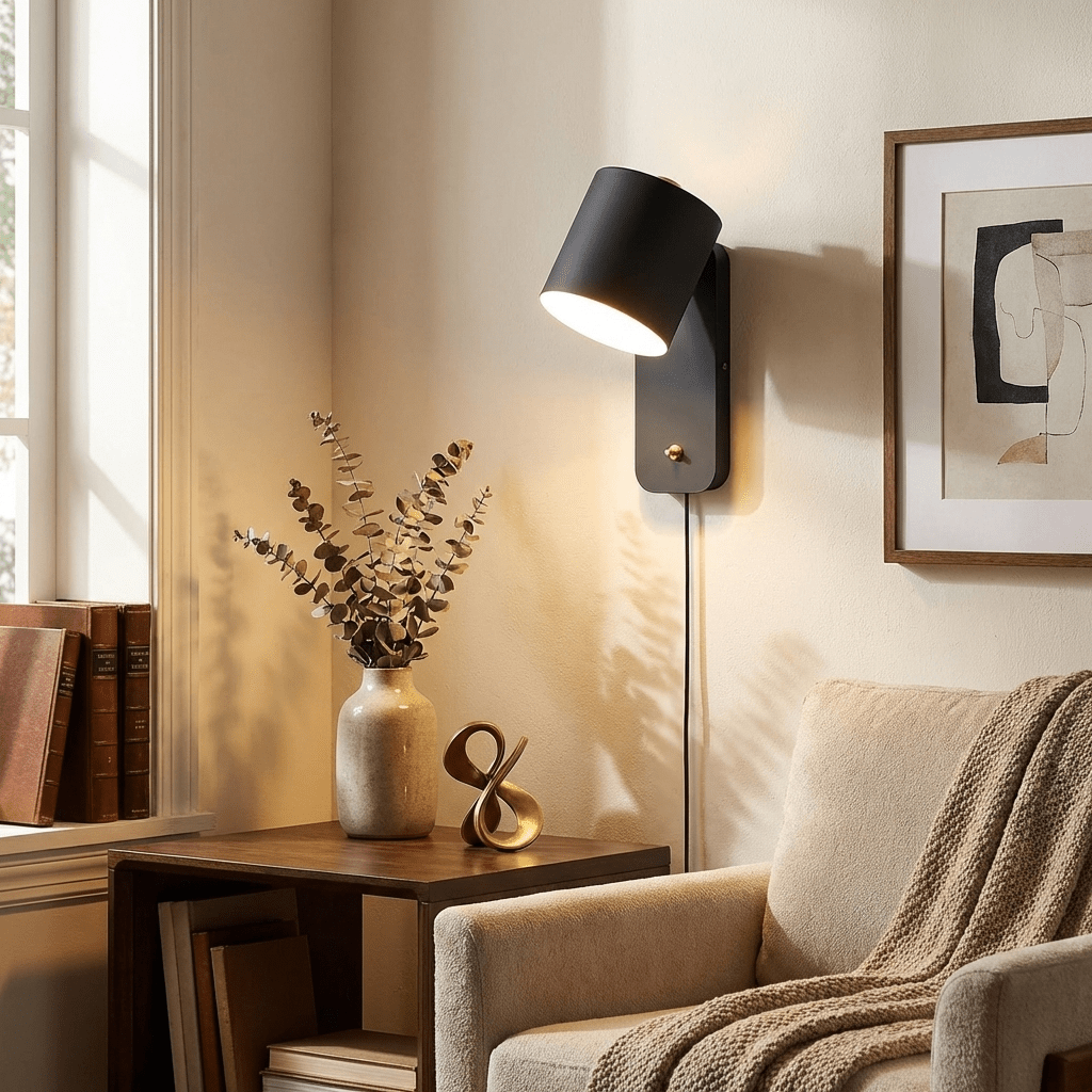 Rotbar Cylinder Vägglampa med Stickkontakt