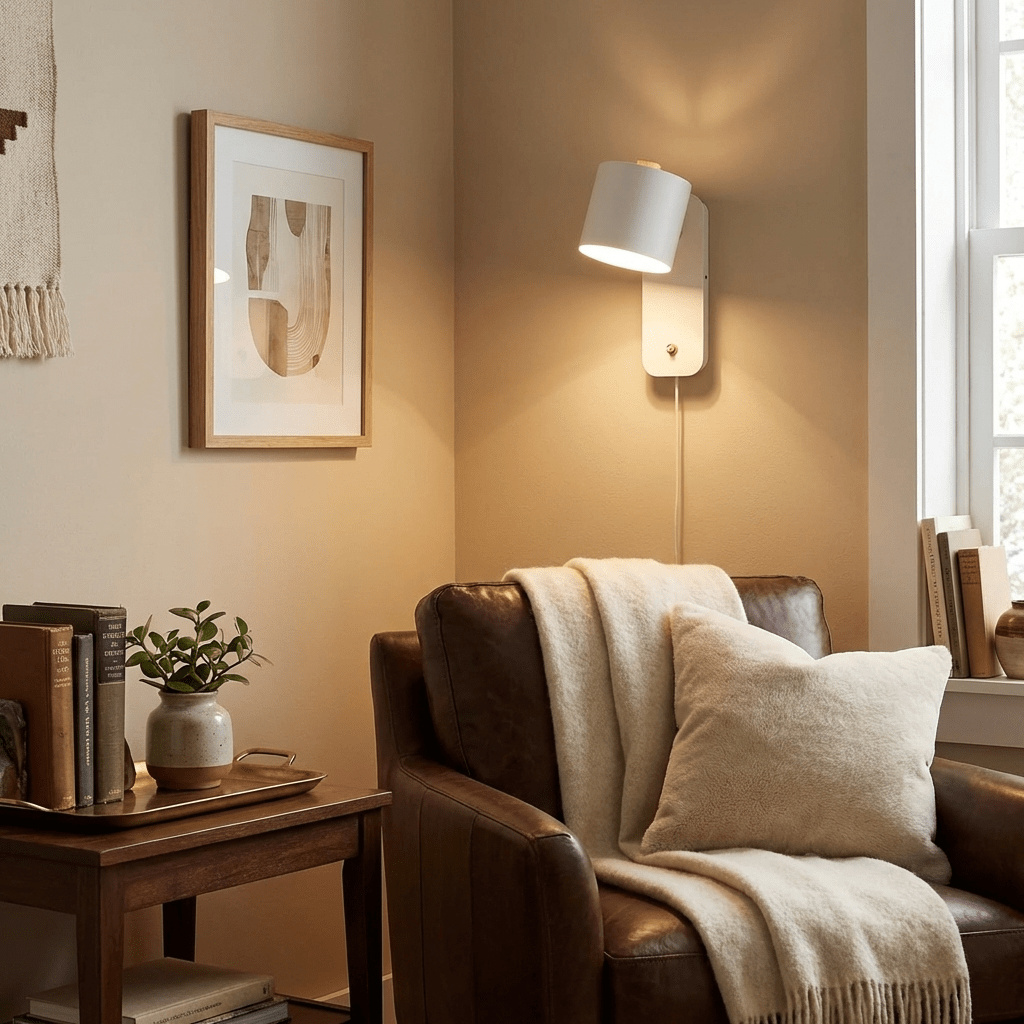 Rotbar Cylinder Vägglampa med Stickkontakt