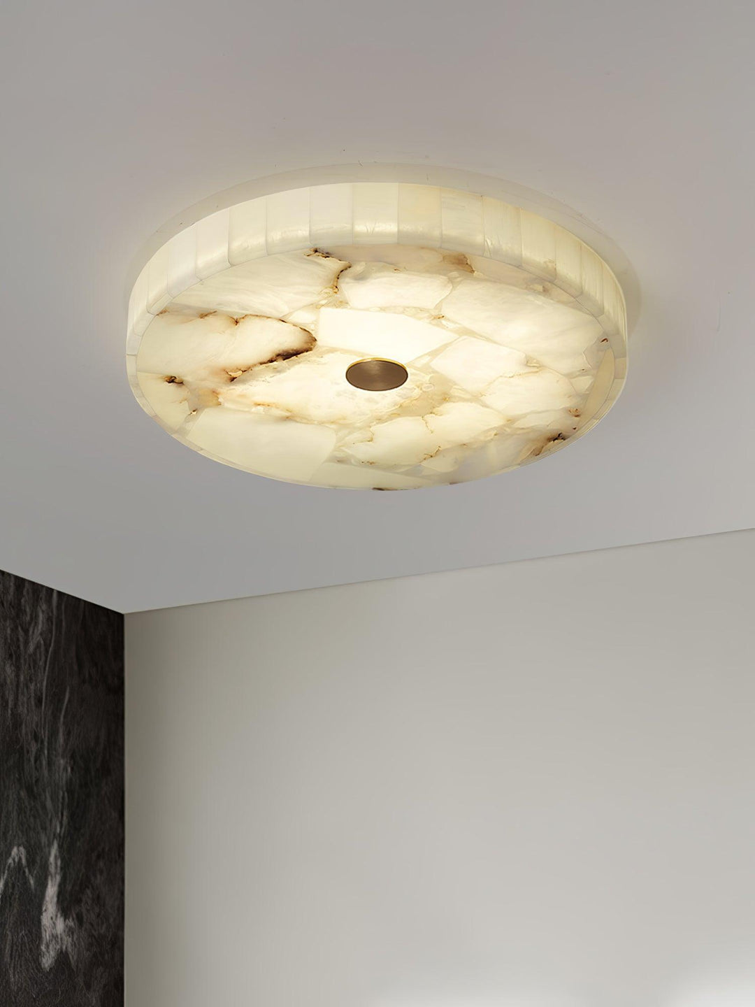 Rund Alabaster Taklampa
