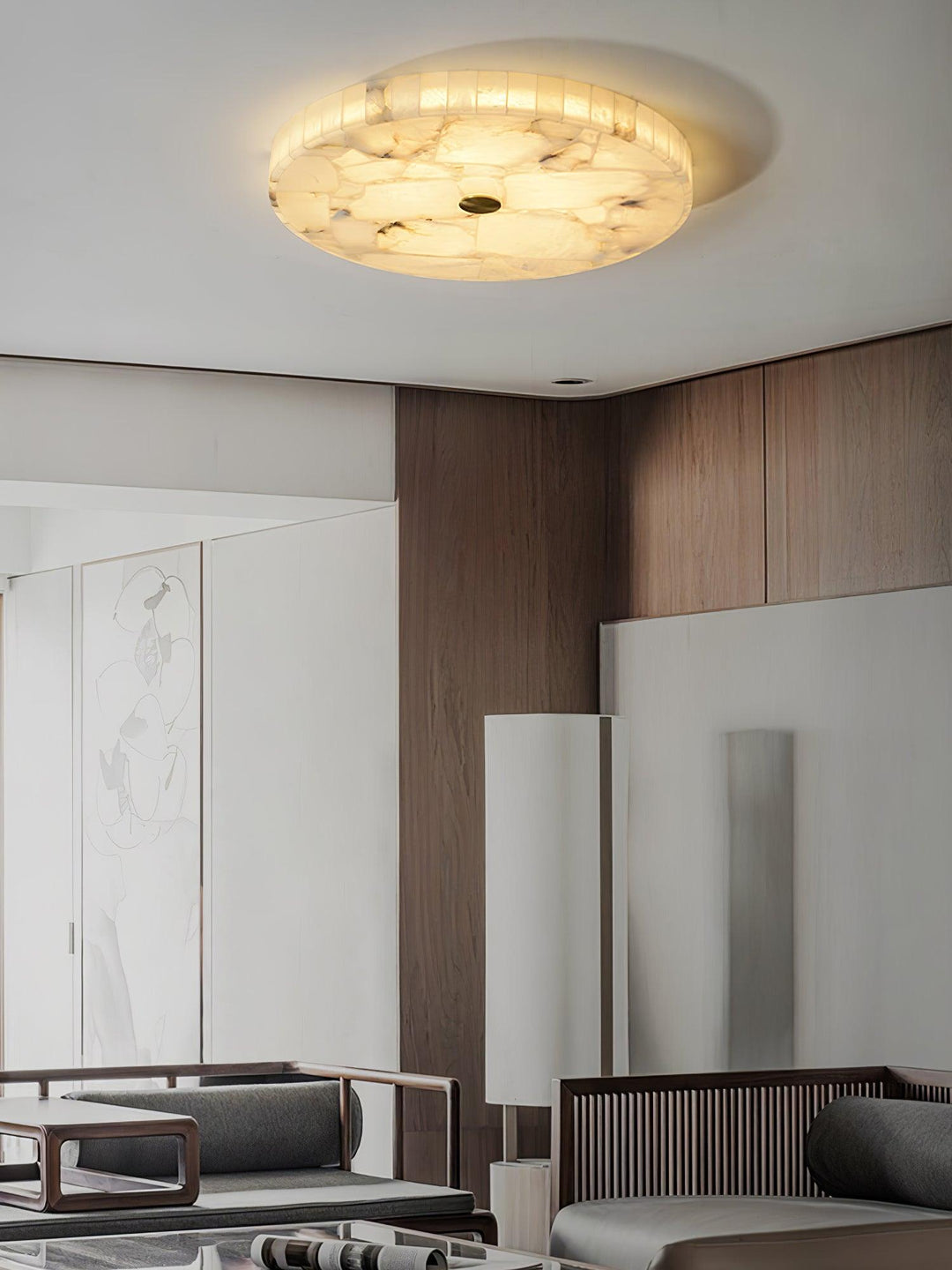 Rund Alabaster Taklampa