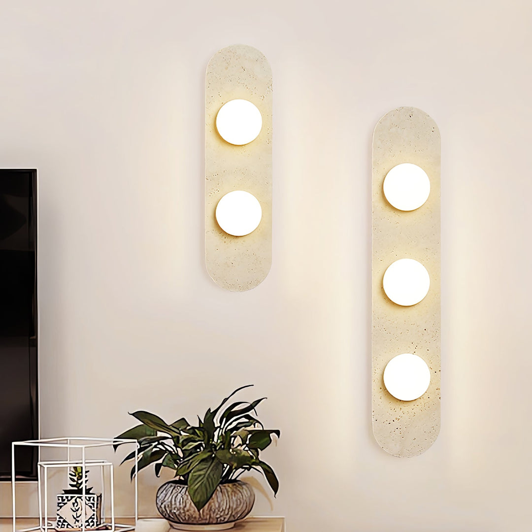Rundad Travertin Vägglampa