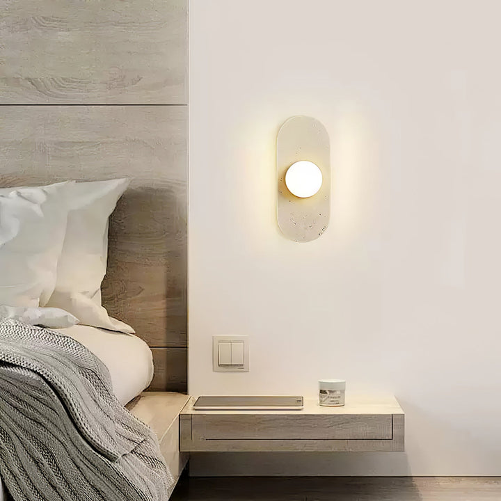 Rundad Travertin Vägglampa