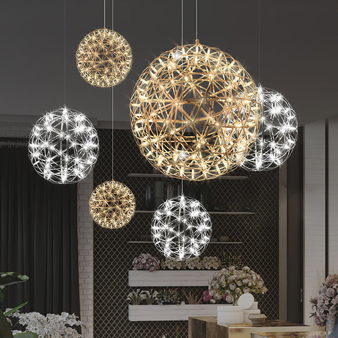 Silver Spark Ball Pendellampa