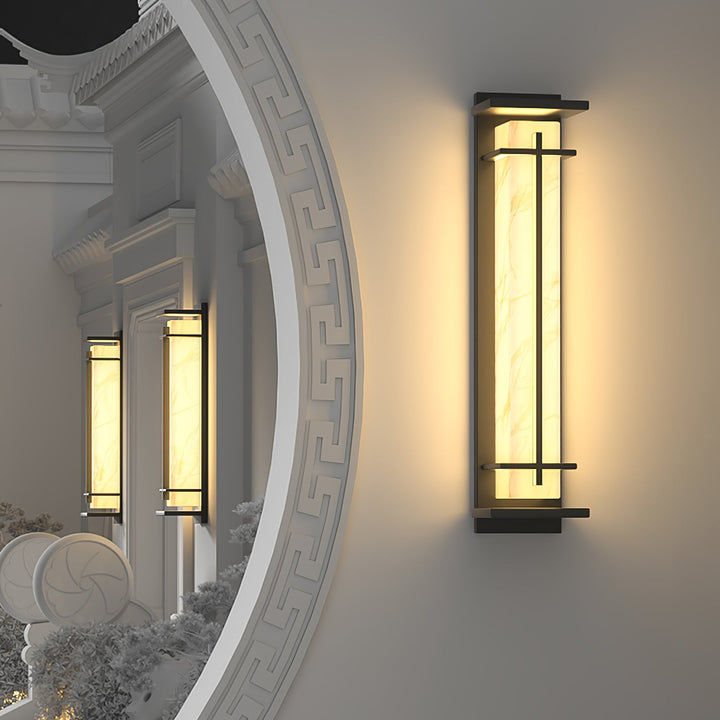 Fyrkantig Utomhus Alabaster Vägglampa
